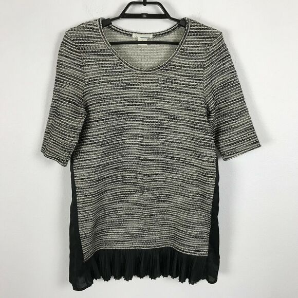 Clu + Willoughby Black Striped Inkstick Tunic Top Pleated Hem Size S Womens - Picture 1 of 6